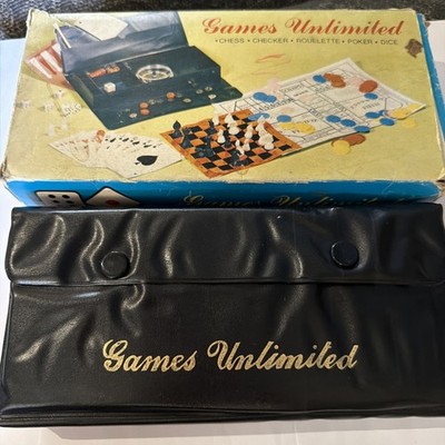 Vintage Magnetic Travel Game Chess Checker Roulette Poker Würfel unbenutzt selten 