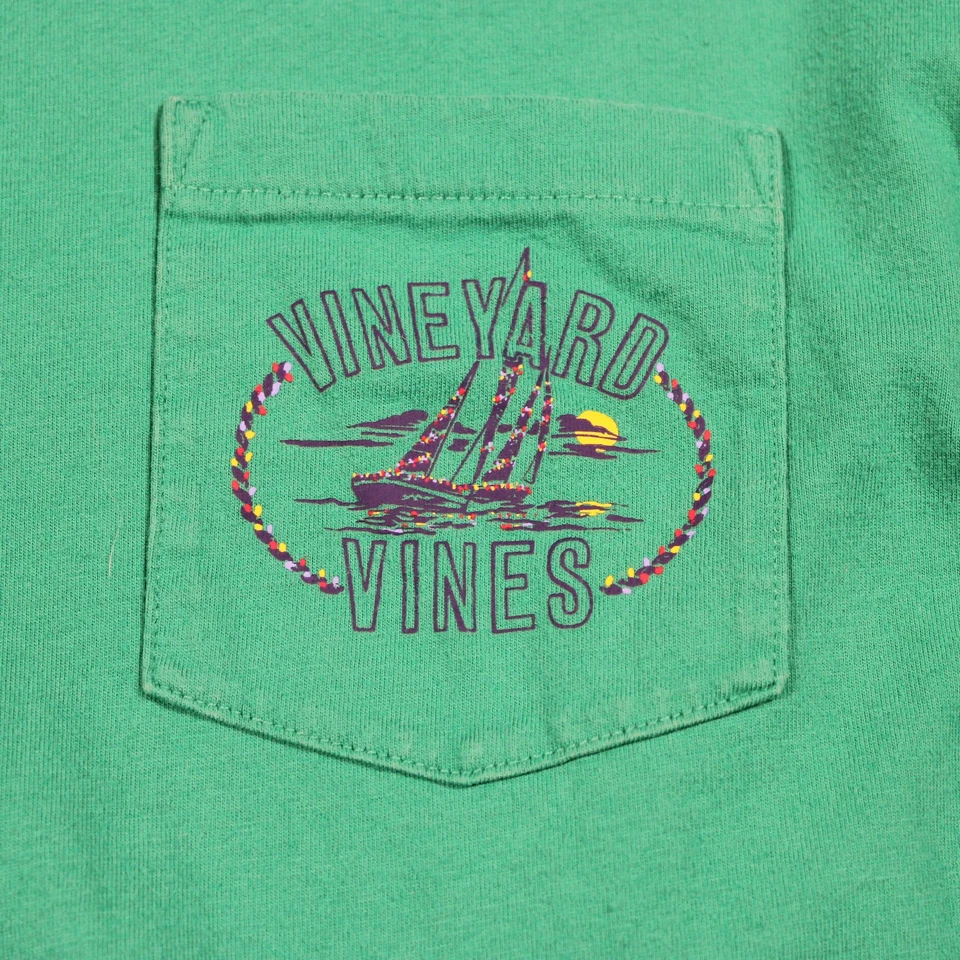 Vineyard Vines Boat & Christmas Lights Green Long Sleeve Shirt -Large- Holidays - Image 2 of 4