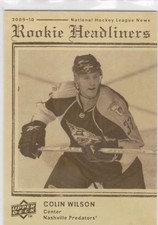 09/10 UD..COLIN WILSON..ROOKIE HEADLINERS..CARD # RH-26..PREDATORS.COMBINED SHIP