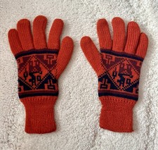 Knit Winter Gloves Orange Design