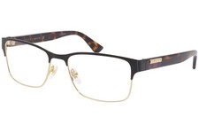 Gucci GG0750O 002 Eyeglasses Men's Black/Gold/Havana Frame 56-mm