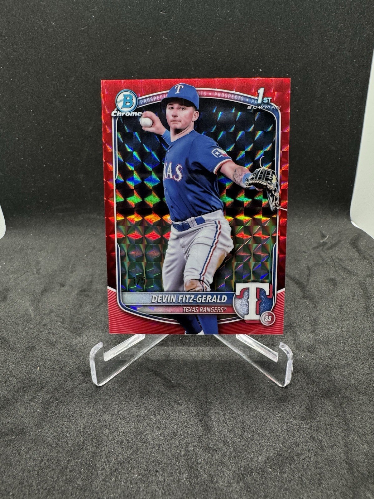2025 Bowman Chrome Devin Fitz-Gerald Geometric Red Refractor 1/5 #BCP-158 (RC)