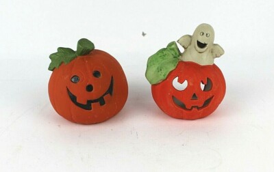 Halloween Pumpkin Ghost 2 Figurines/ 1 UCGC Vintage
