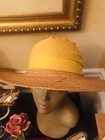 straw Hat wide brim  yellow With Bow Beach Summer Safari derby
