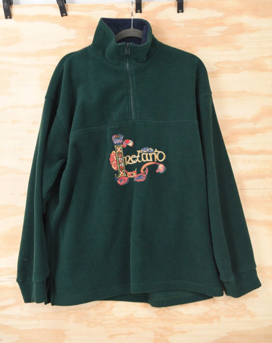 Traditional Craftwear Ireland Embroidered 1/4 Zip Polar Fleece Pullover Mens L