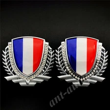2pcs Metal Chrome France French Flag Car Trunk Rear Emblem Badge Decal Stickers
