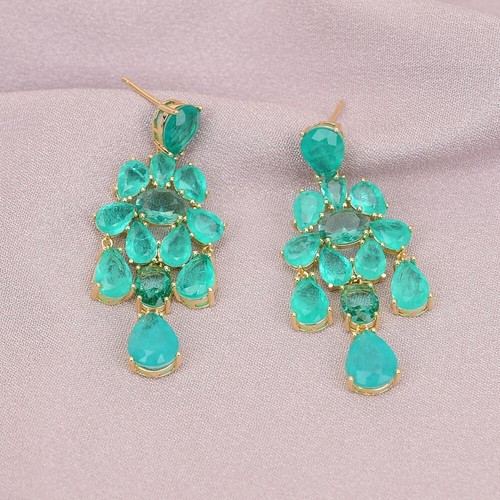 A+ Grade Natural Phantom Stone Green Quartz Earrings Handmade For Lady - Picture 3 of 10
