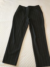 Ladies Investments Pull On Dress Pants Gray Pin Stripe M Short