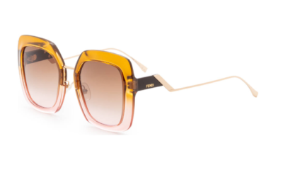 FENDI FF 0317 DQ2/M2 Brown/Pink Gold Square Women's Sunglasses | eBay