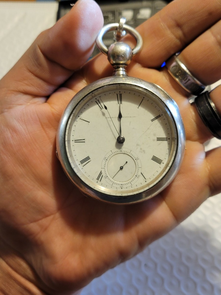 Cadran De Montre De Poche Antique Waltham - Chiffres Romains - 45mm - Pour Réparation (Pièce Détachée)
