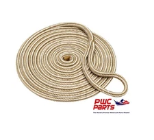 SEACHOICE Double Braid Fender Line 50-40991 3/8" Width x 6' Length Gold / White