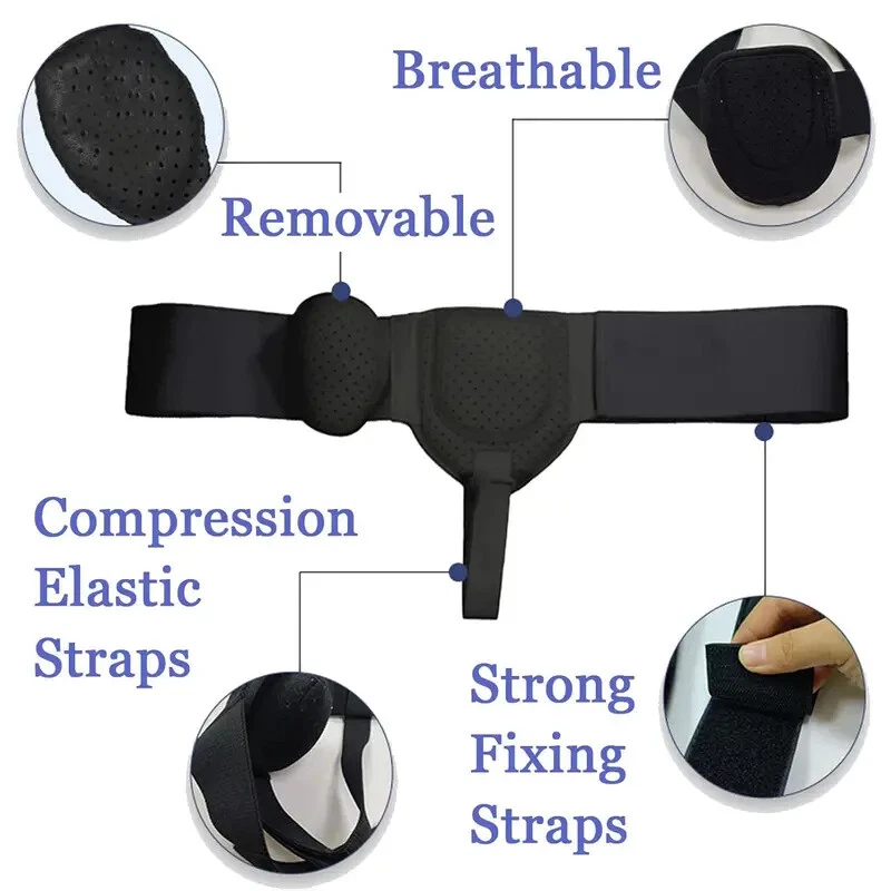 Men Inguinal Hernia Belt Post Surgery Support Truss Groin Adjustable Straps Band - Image 3 of 4