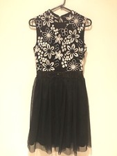 Occasion Black Mini Dress Open Back Tulle Skirt Size S New