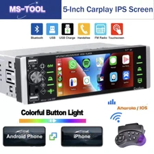 Single 1DIN 5" Carplay/Android Auto Car Stereo Radio Bluetooth IPS Touch Screen