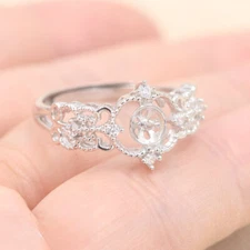 S925 Retro Pearl Ring for Women, Sterling Silver Lace Ring Setting, Jewery Diy