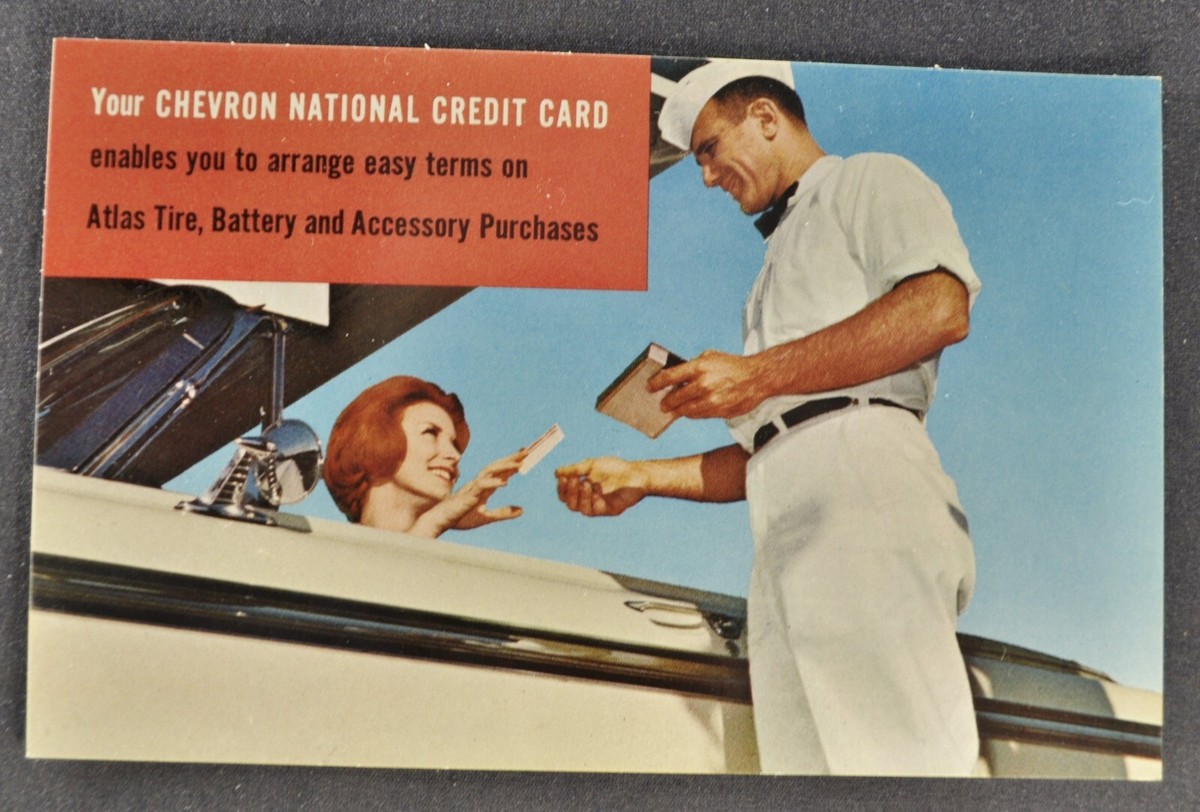 1962-1963 Chevron Gas Station Credit Card Postcard Excellent