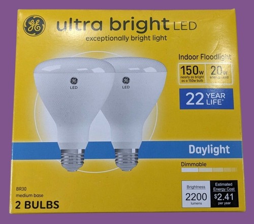 GE 2pk 150W Ultra Bright BR30 LED Indoor Floodlight Bulbs Daylight Dimmable - Picture 4 of 9