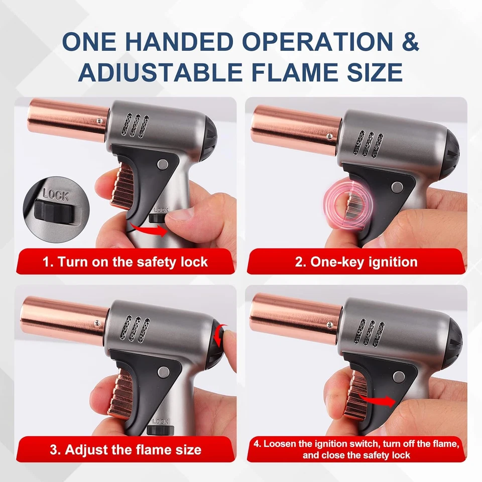 Torcia a Butano, Premium Doppia Fiamma Grande Torcia Accendino Da Cucina (Gas Bu - Immagine 4 di 4