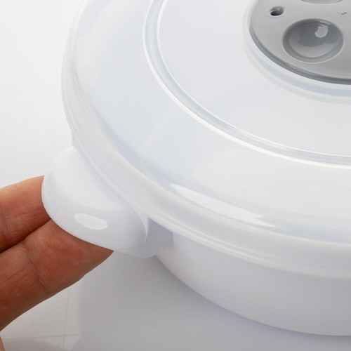Mikrowellengeschirr 6er Set 1.5L mit Deckel, Dampfregelventil, Griff Weiß - Bild 5 von 5