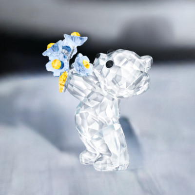 Swarovski Kris Bear Forget-Me-Not Flowers Crystal Figurine 5427993