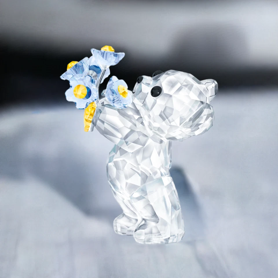 Swarovski Kris Bear Forget-Me-Not Flowers Crystal Figurine 5427993 NEW authentic - Image 2 of 2