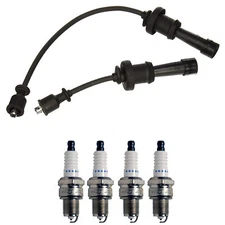 Denso Wire Set 7mm & 4 Double Platinum Spark Plugs .044 Kit For Hyundai Kia 2.4L