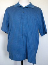 Tasso Elba Golf 5 Iron Pima Cotton Blue Striped Polo Shirt M