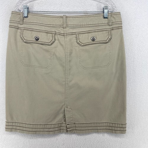 CABELA'S Skirt 14 Straight Pencil Vented Back Cotton Canvas Stretch Khaki Beige - Picture 2 of 9