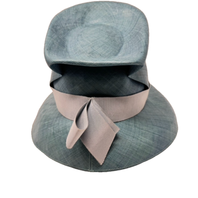 Vintage Neiman Marcus Roger Heim Paris Blue Hat Cloche Straw 