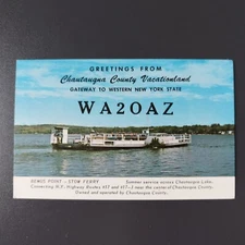 N.Y. Short wave radio card. WA2OAZ.Bemus Point.Chautauqua County.