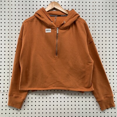 Calvin Klein Performance Crop Zip Hoodie Sweatshirt Orange Rust