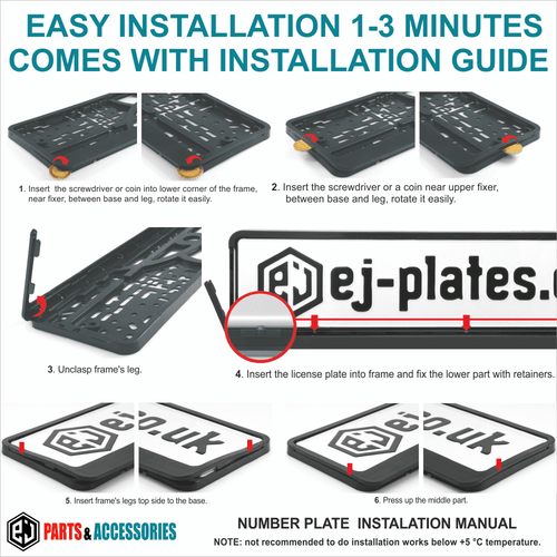 2x Black Number Plate Surrounds Holder Licence Plate Frame Car 12x RUBBER BUFFER - Picture 3 of 10