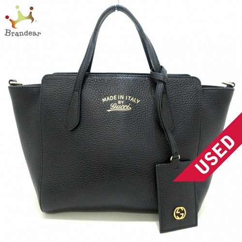 GUCCI Swing Mini Handbag Black Leather fedex shipping… Gem