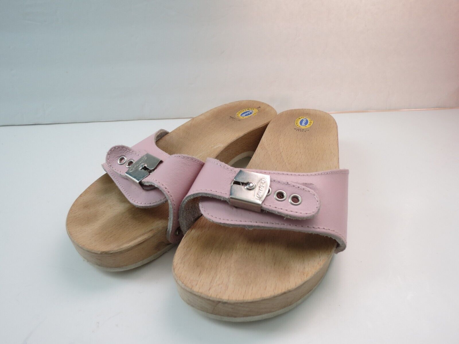 Dr. Scholl's Original Pink Leather Slip-On Wooden… - image 3