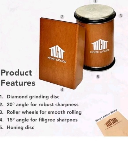 MGM  Rolling Knife Sharpener,  with 15 & 20 Degrees  Diamond The Original  - Picture 5 of 7