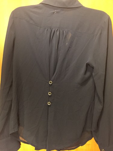 Blusa Mujer Pequeña Premisa Estudio Manga Larga Azul Marino Nueva Con Etiquetas Abotonada Trabajo - Imagen 5 de 11