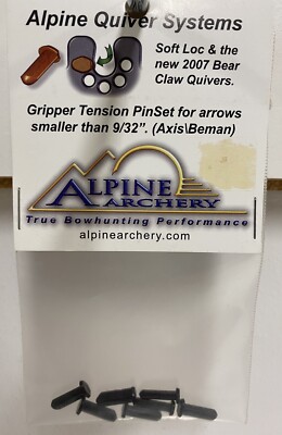 NEW ALPINE ARCHERY QUIVER SYSTEMS GRIPPER TENSION PINSET, ARROWS SMALLER 9/32''