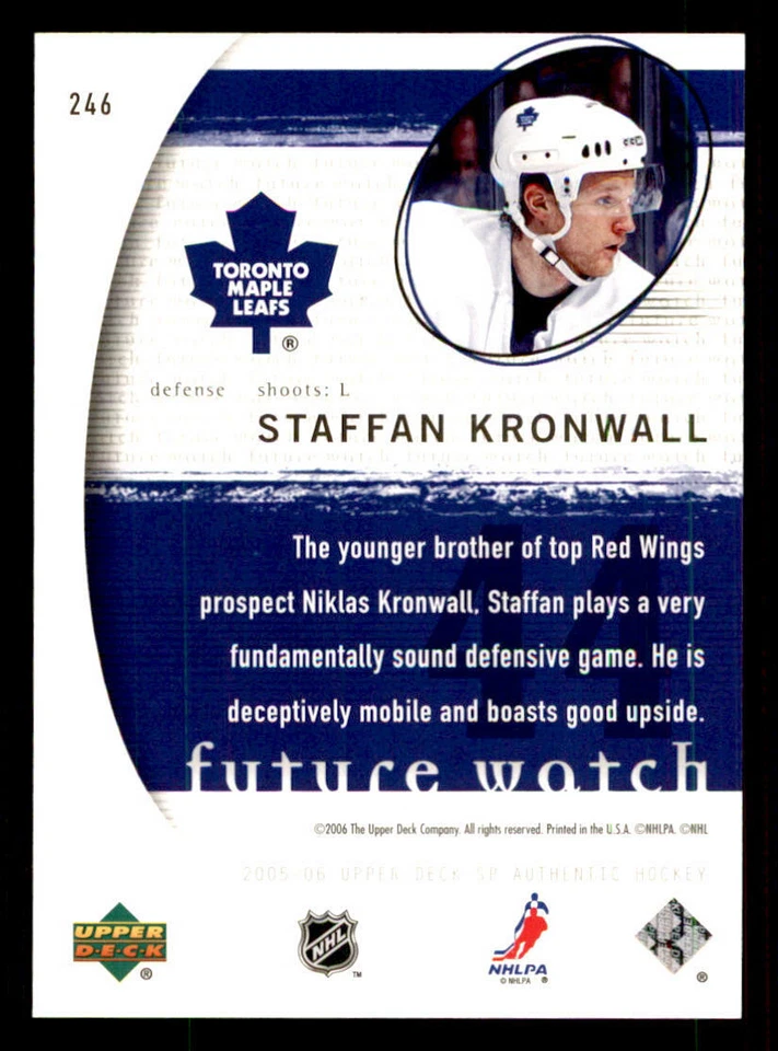 2005-06 SP Authentic #246 Staffan Kronwall RC /1999 (ref 240239) - Image 2 of 2