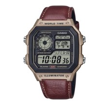 Casio AE-1200WHL-5A Mens Watch Digital Sports World Leather Band AE1200WHL5A