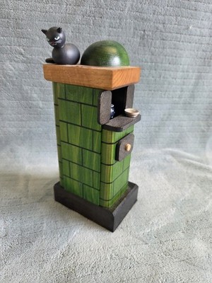 Green Tiled Stove German Smoker Smoking Figurine Tiled Stove