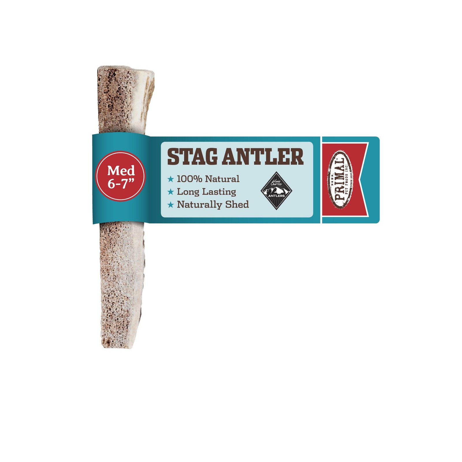 Primal Antlers for Dogs, Grade A Split Stag Antlers for Medi