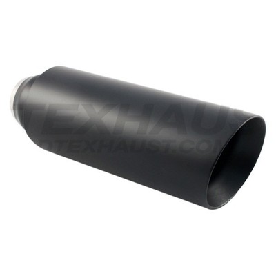 Exhaust Tip Black Powder Coated Series Open Casing Round Slant Cut Double-Wall