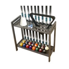 Grey Billiard Accessory Holder holds 9 Cues / Ball Set / Ball Racks / Chalk