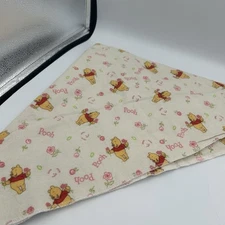 VTG Disney Baby Blanket Winnie The Pooh Pink Flowers Cream Receiving 28x28”