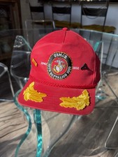 Vintage USMC United States Marine Corps Trucker Snapback Hat Cap Pins Gold Leaf