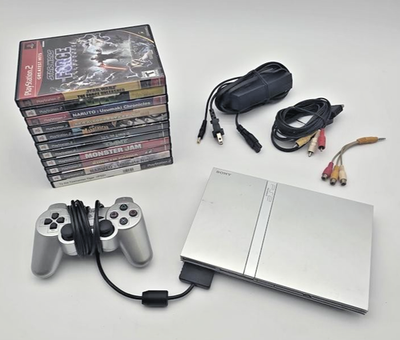 Sony PlayStation 2 PS2 Slim Console Bundle, 11 Games, Console
