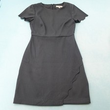 LOFT Womens Navy Blue Sheath Dress Size 0 Scallop Short Sleeve Workwear Career