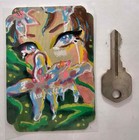 ACEO Fantasy Pretty Teary-Eyed Flower Acrylic Mixed Media by Jo Luizen — photo 2