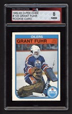 1982-83 OPC #105 GRANT FUHR ROOKIE CARD KSA 8 NEAR MINT-MINT. rookie card picture