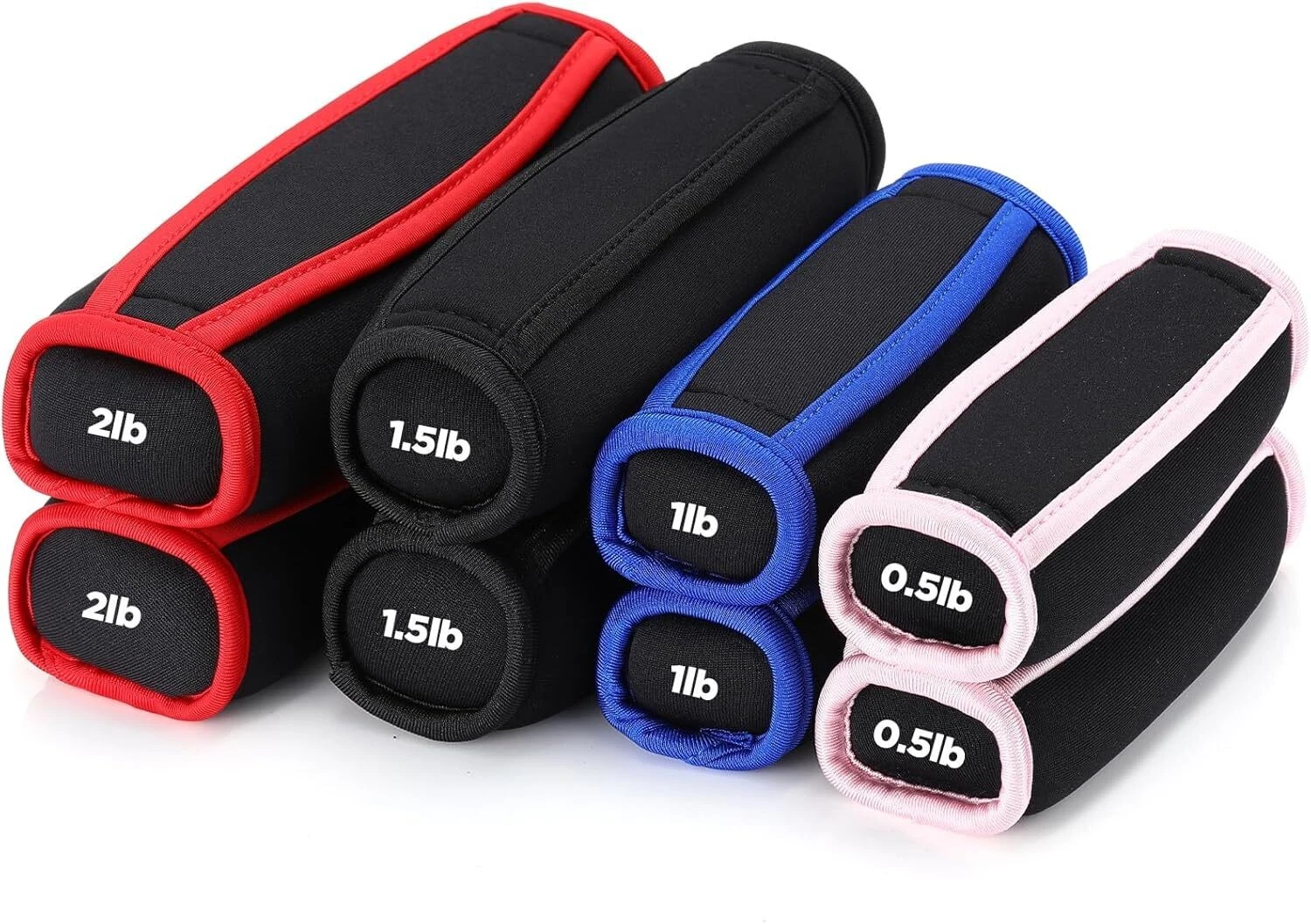 4 Pair Soft Hand Weights Set 0.5lb 1lb 1.5lb 2lb Soft Dumbbells Walking Weights
